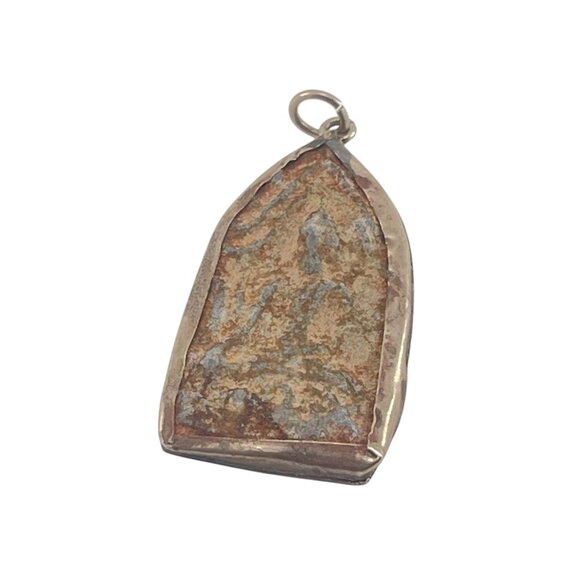 Antique Thai Buddha Amulet Pendant With Silver Frame - Picture 4 of 8